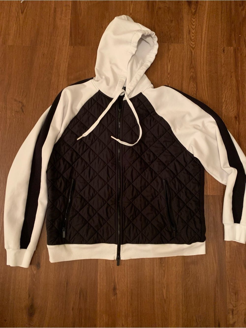 Murano Slim Fit Black & White Quilted Hooded Jacket